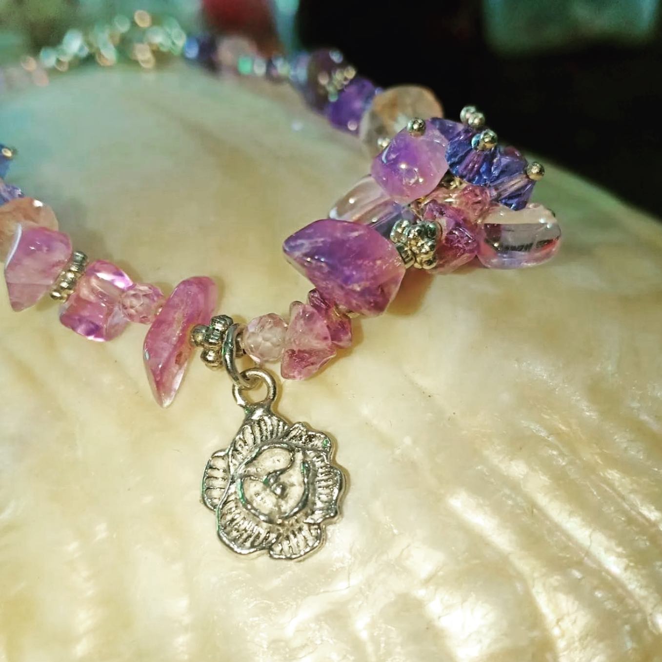 Amethyst Cascade Charm Necklace